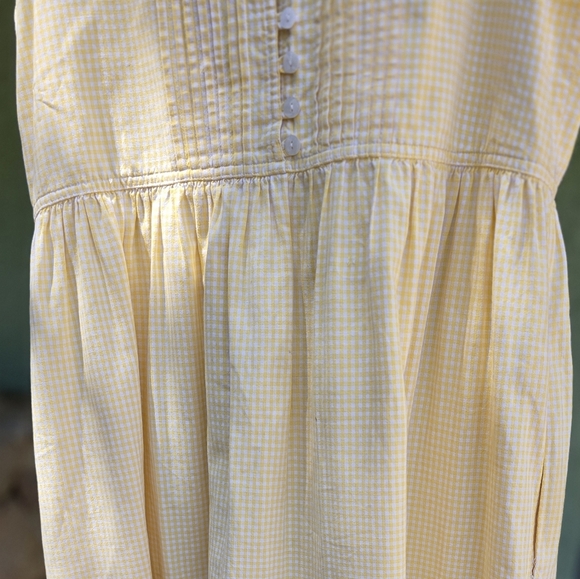 Vintage Cottagecore Butter Yellow Checkered Sleeveless Midi Garden Dress | Sz M - Picture 7 of 9
